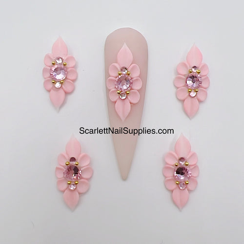 PLAIN HANDMADE 3D WHITE Acrylic Flowers nail charms