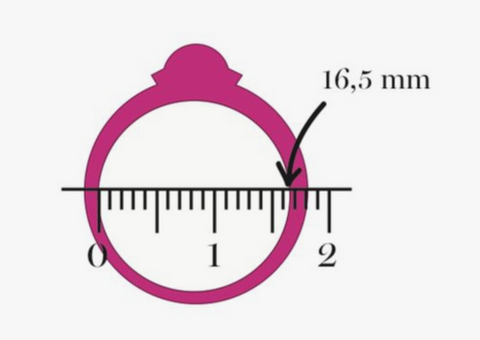 Opmeten van de ringmaat door de binnenkant van de ring op te meten