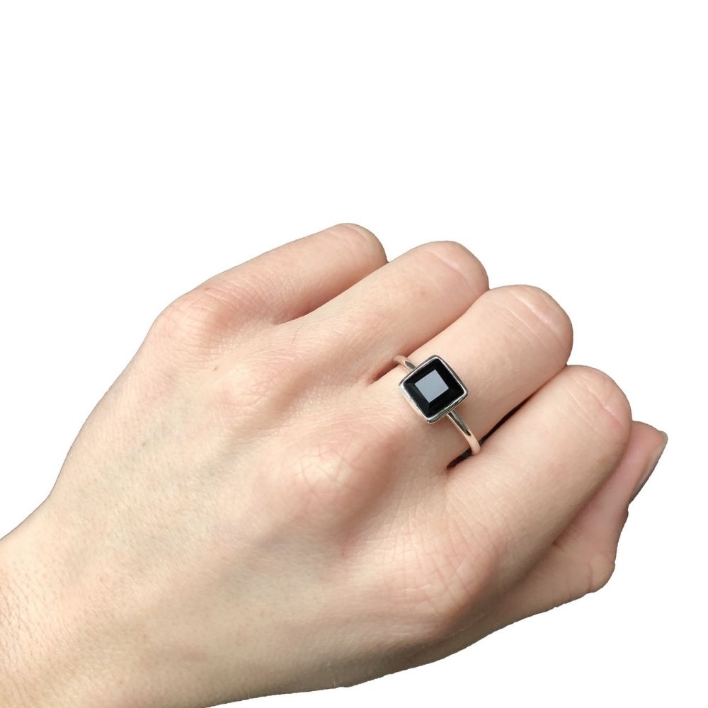 Resistent Interessant woonadres Ring Black Onyx Square Ring Zilver – Pluk Iets Moois