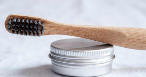 close up of bamboo toothbrush 