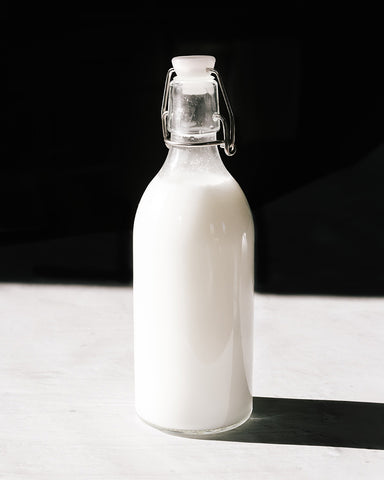 Milk in a glass bottle