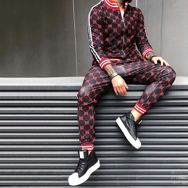 Men’s Designer Plaid Stripe Jogging Suit – Fii Wear