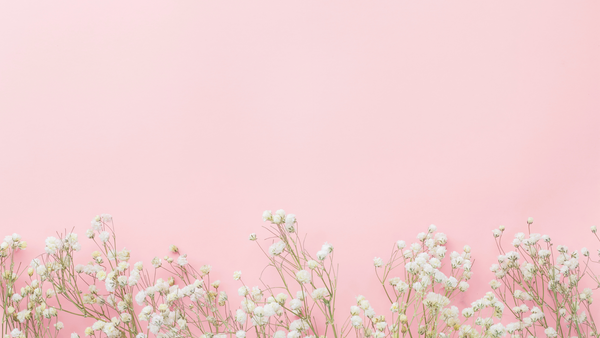 pink background image with white flowers