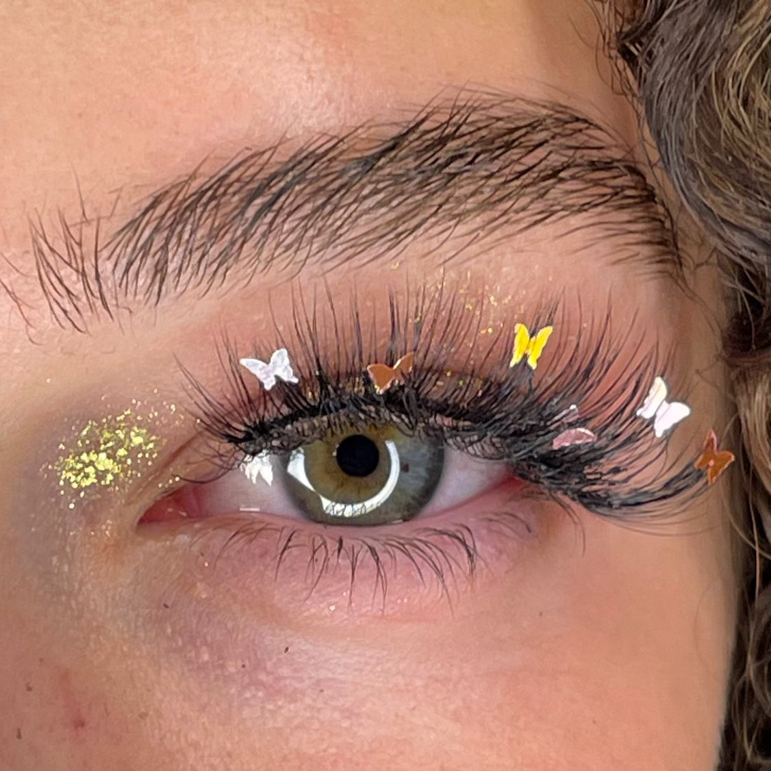 Rose Gold & Silver Butterfly Lashes (Shorter)