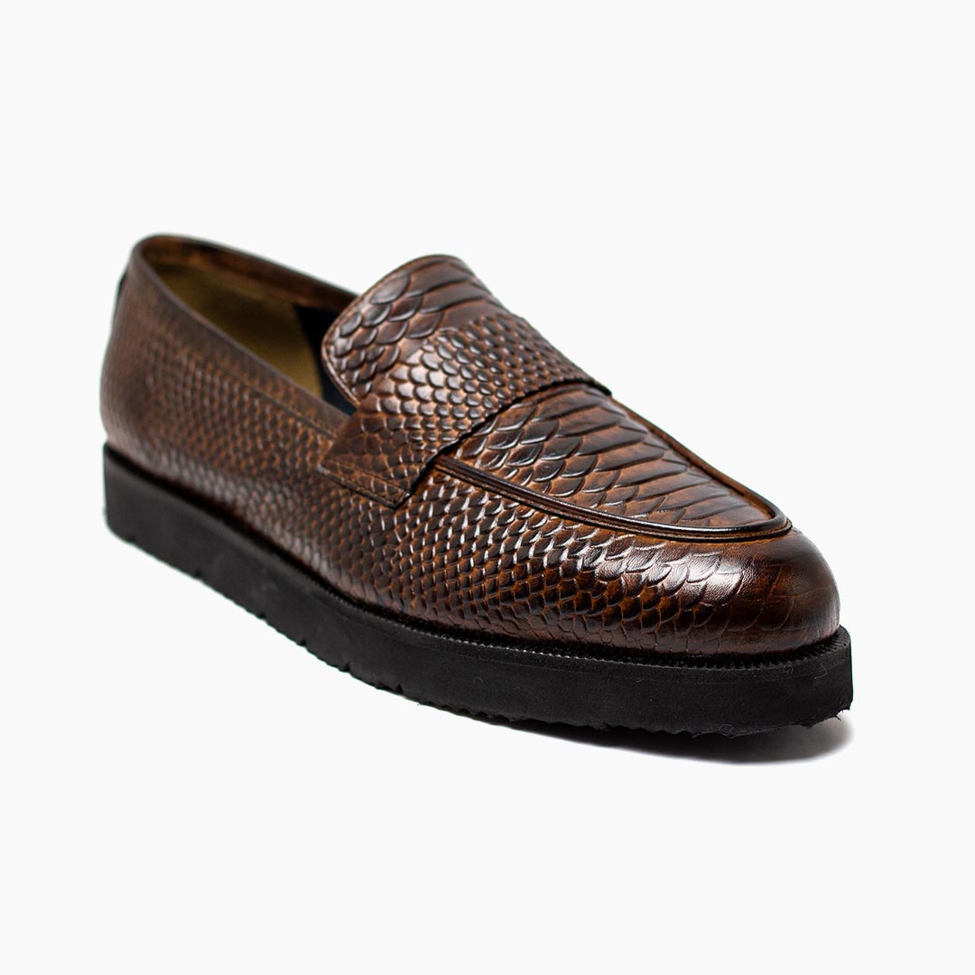 Men Formal High Sole Brown Croc Pure Leather Shoe – Puropelle