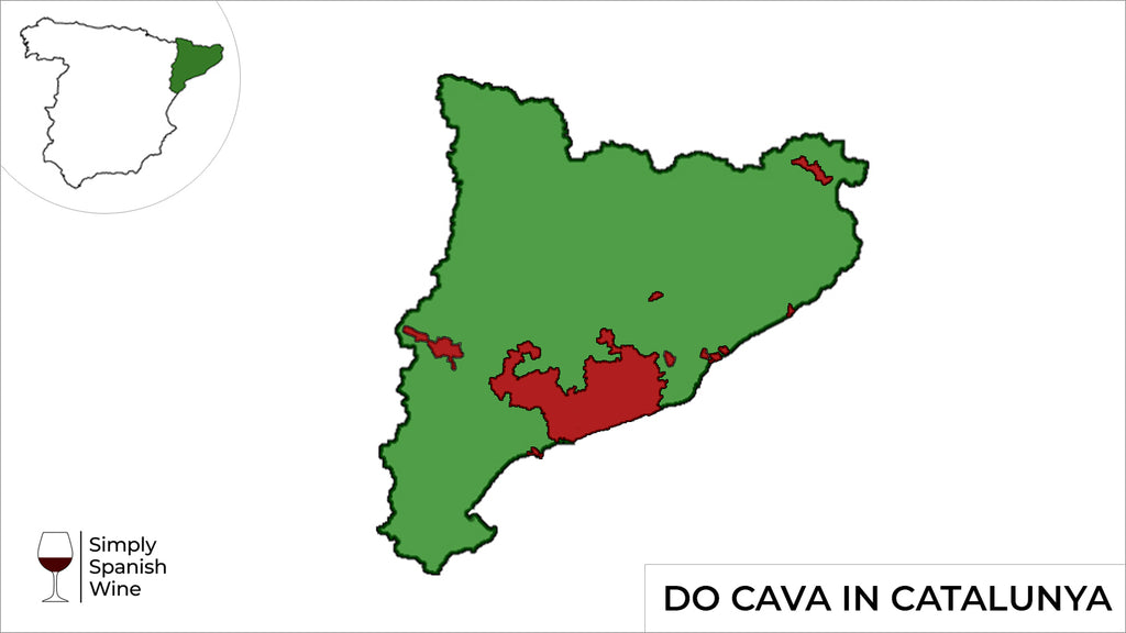 Map showing Cava producing areas in Catalunya