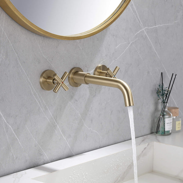 Cross Handle Gold Bathroom Faucet