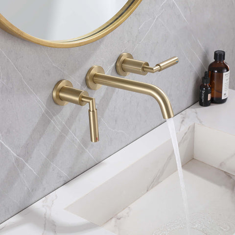 Double handle wall-mounted faucet