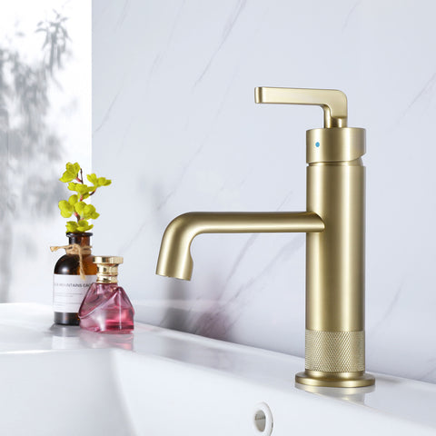 Single Hole Brushed Gold Bathroom Faucet