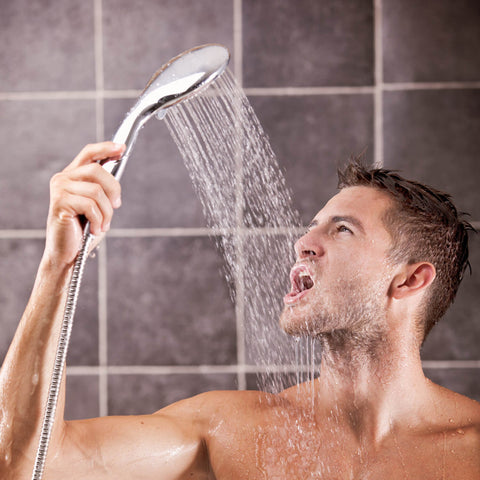 a man taking a shower