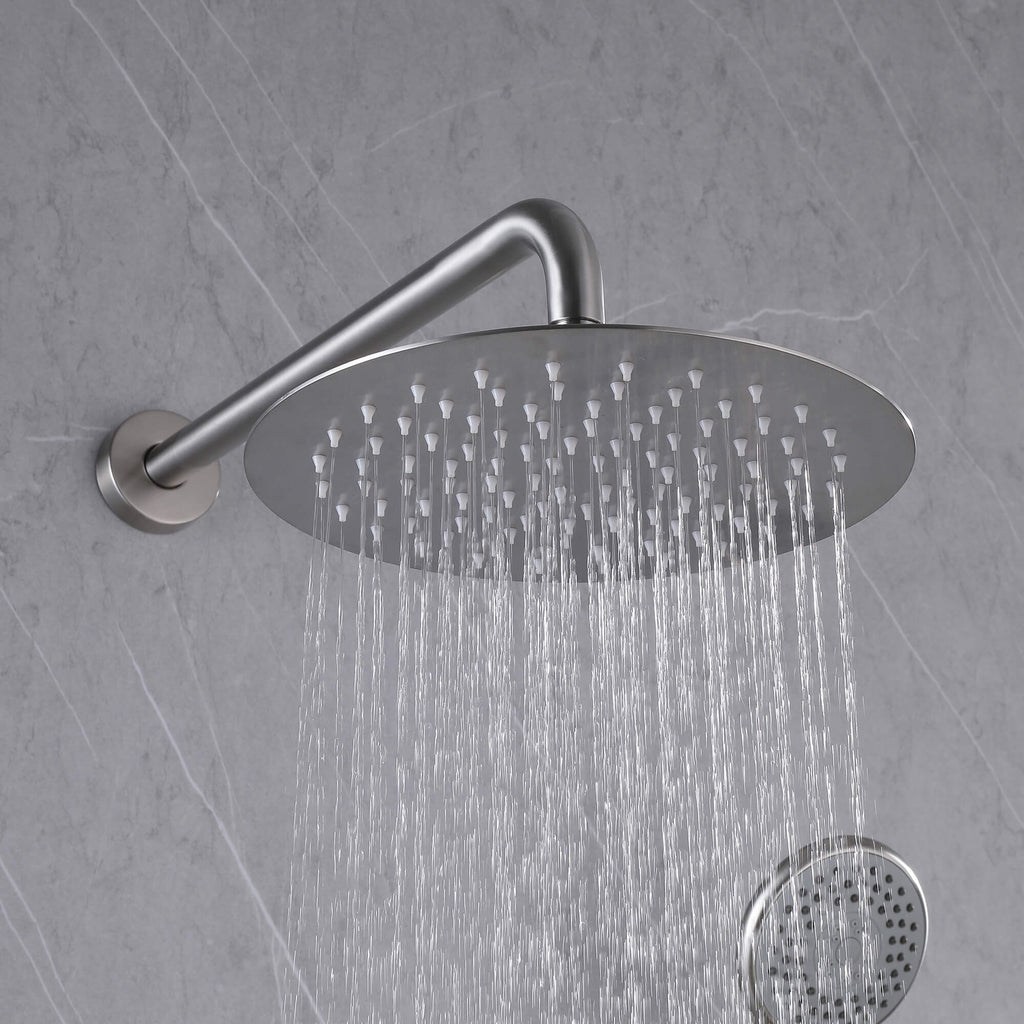 Brushed Nickel Shower System With 10 High Pressure Rain Shower Head J Rbrohant 