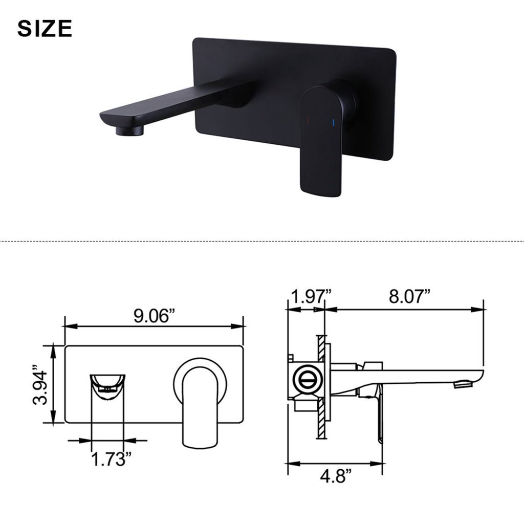 Copper Bathroom Faucets Wall Mounted Basin Mixer Tap With Concealed Threaded Part RB1095