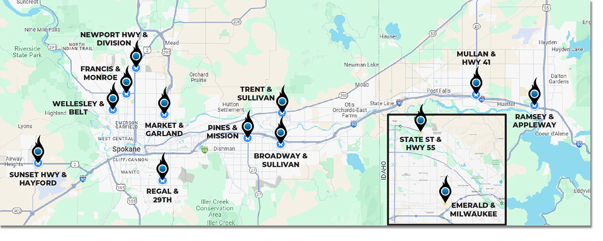 Map of all Vapor Lounge Locations