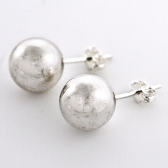 brushed silver ball stud earrings