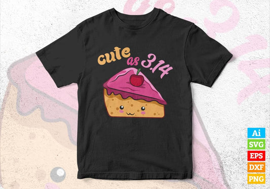 Cute As 3.14 Pi Day Pumpkin Pie Pun Toddler Editable Vector T shirt Design in 