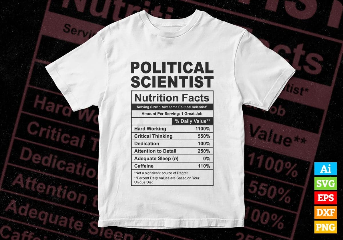 Funny Political Scientist Nutrition Facts Vector T-shirt Design ...