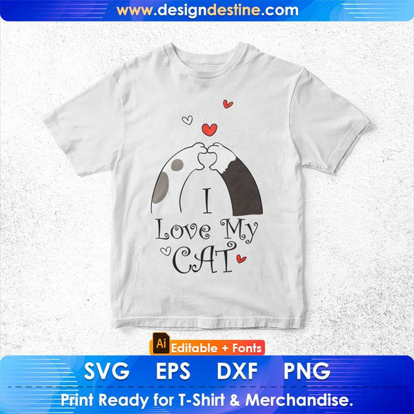 Download I Love My Cat Cute Kitty Cats Tuxedo T Shirt Design Insvg Cut Print Files Vectortshirtdesigns