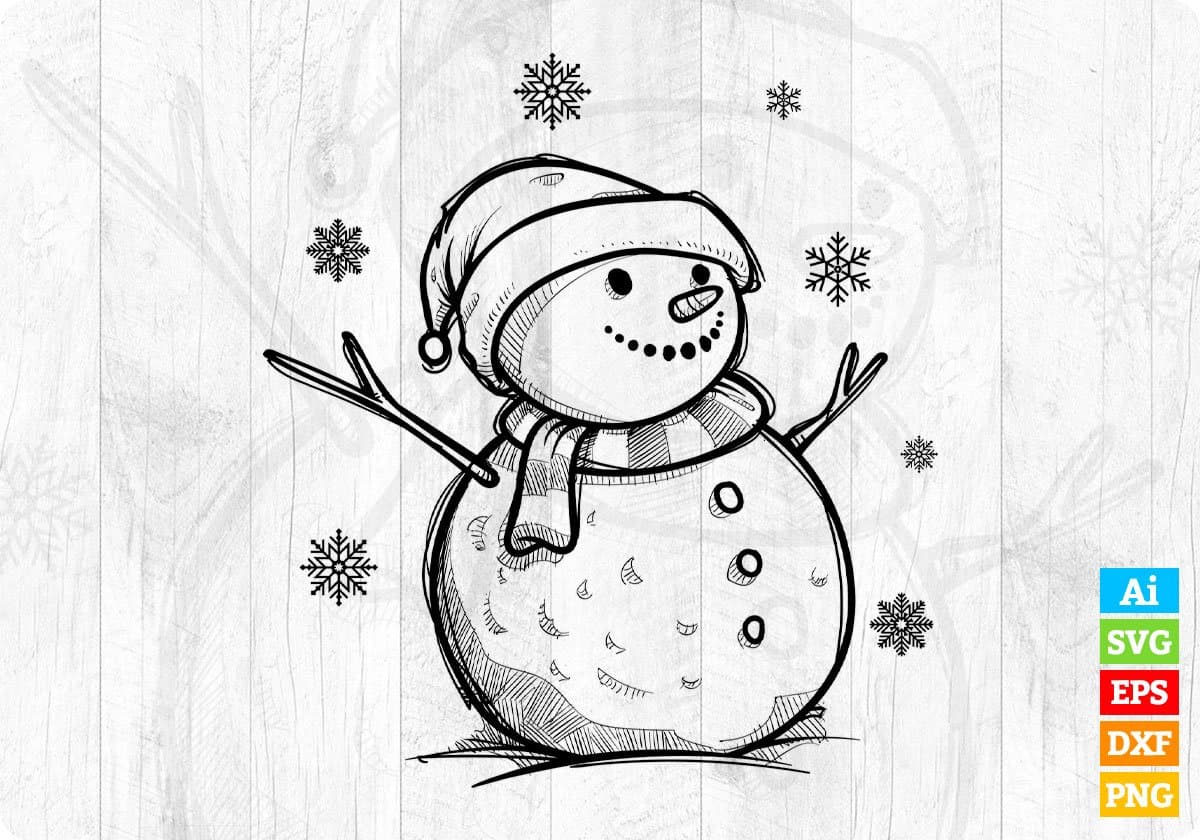 Download Snowman Winter Season Christmas Vector T Shirt Design Svg Png Files Vectortshirtdesigns
