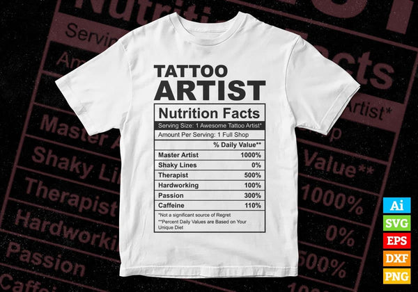 Download Tattoo Artist Nutrition Facts Vector Tshirt Design In Svg Png Files Vectortshirtdesigns