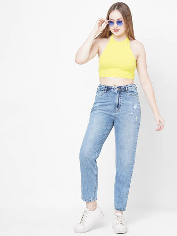 High-Rise Mom-fit jeans with comfy vibe