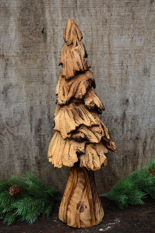 17" Tree Sculpture. 3d Free Standing Organic, Rustic Home and Business Derocations with a nature theme, raw organic California Cedar sculpted into beautiful one-of-a-kind unique tree carving