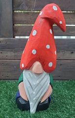 21" Garden Gnome. chainsaw carving from Jess Alice. wood sculpture from California Cedar hand painted and sealed