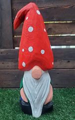 Chainsaw Carved 22" wood sculpture Garden Gnome, hand-painted, made from california cedar