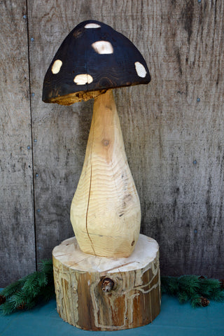 Mushroom on base artwork Chainsaw carved wood sculptures Artist Jess Alice Raw California cedar Handcrafted artwork Unique wooden sculptures Rustic chainsaw carvings Nature-inspired art One-of-a-kind creations Natural beauty of cedar wood Artistic craftsmanship SEO Description: Discover the exquisite world of chainsaw carved wood sculptures by renowned artist Jess Alice. Each piece is meticulously crafted from raw California cedar, showcasing the natural beauty and authenticity of the wood. With a passion for nature-inspired art, Jess Alice creates unique and one-of-a-kind sculptures that capture the essence of the subject. From majestic wildlife to intricate designs, these rustic chainsaw carvings are a true testament to the artist's exceptional talent and artistic craftsmanship. Explore this captivating collection of handcrafted artwork and bring the beauty of raw California cedar into your home or collection.