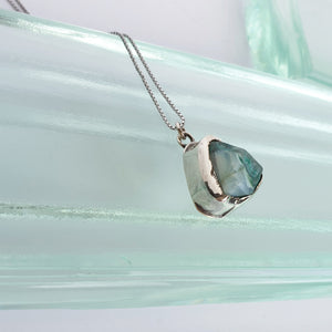 Heart. Silver necklace with blue opal