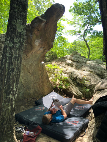 bouldering outside with kids