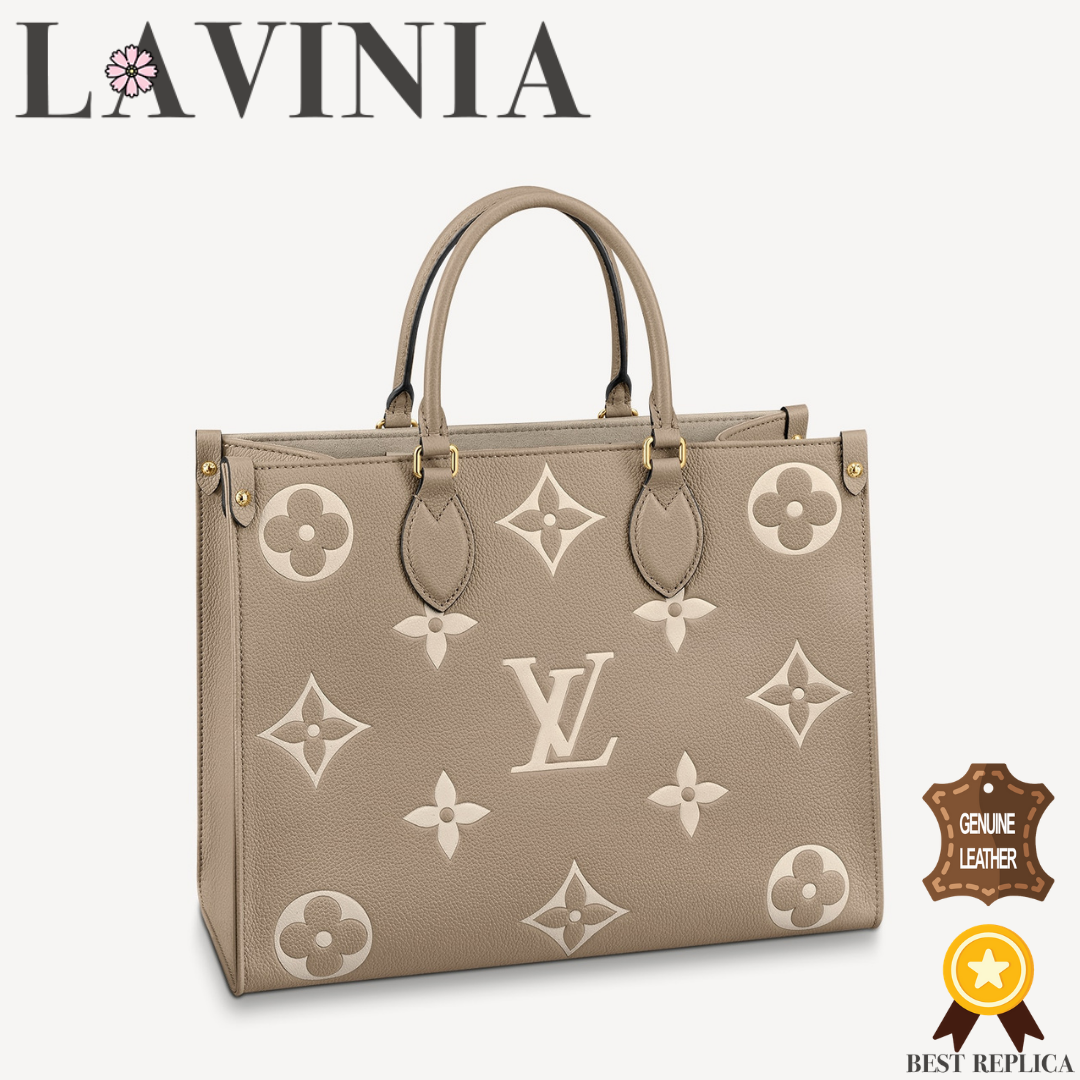 Replica Louis M45494 Onthego Tourterelle Beige Bicolor Monogram Empreinte Leather Bag – Lavinia Luxury