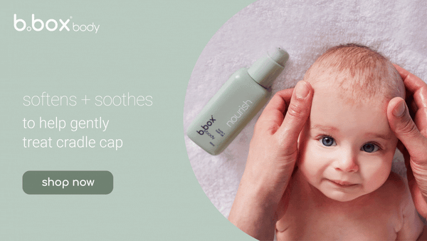mum's using nourish oil for baby's cradle cap