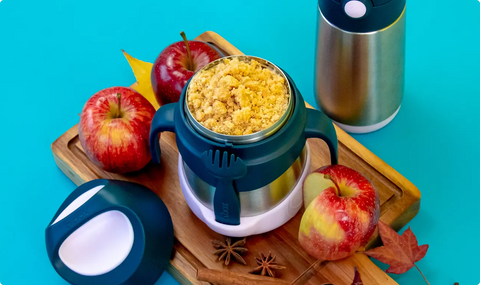 spicy apple crumble in insulated food jar
