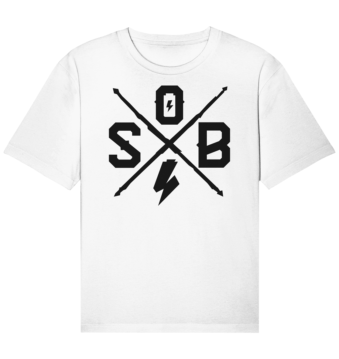 Sons of Battery® - E-MTB Brand & Community Unisex-Shirts White / XS Sons of Battery - Cross (Flip Label) - Organic Relaxed Shirt E-Bike-Community