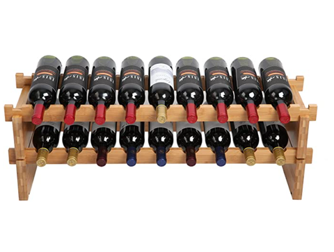 Finnhomy 18-Bottle Stackable Natural Bamboo Wine Display