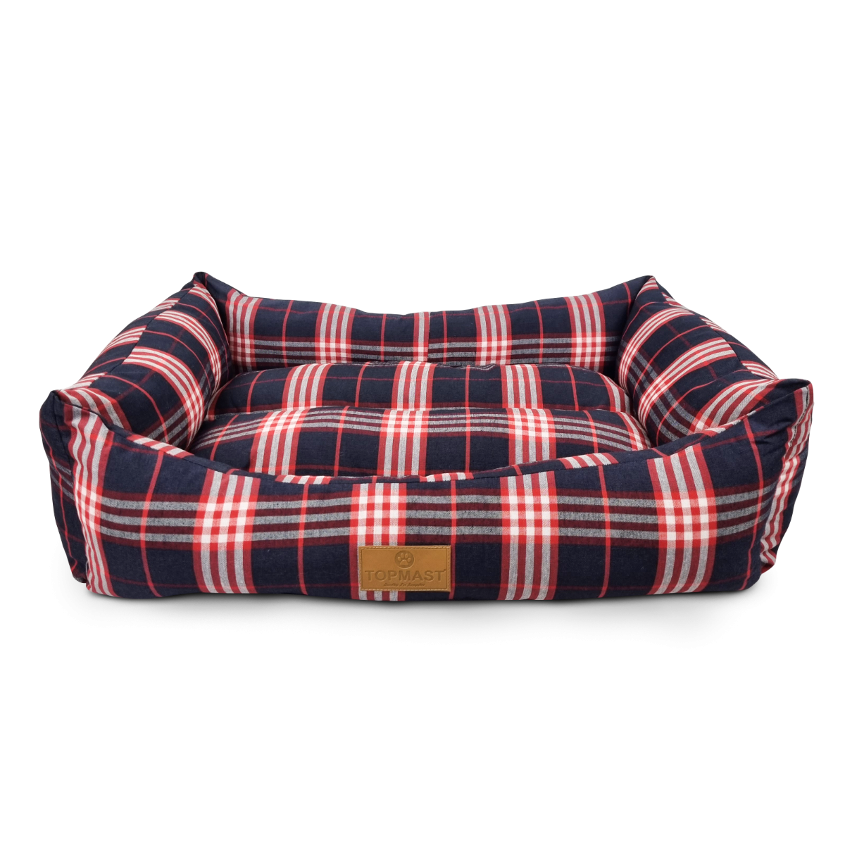 Topmast Dänish Hondenmand - Tartan Blauw & Rood - Medium - 62 x 44 x 22 cm - Hondenkussen - Hondenmanden