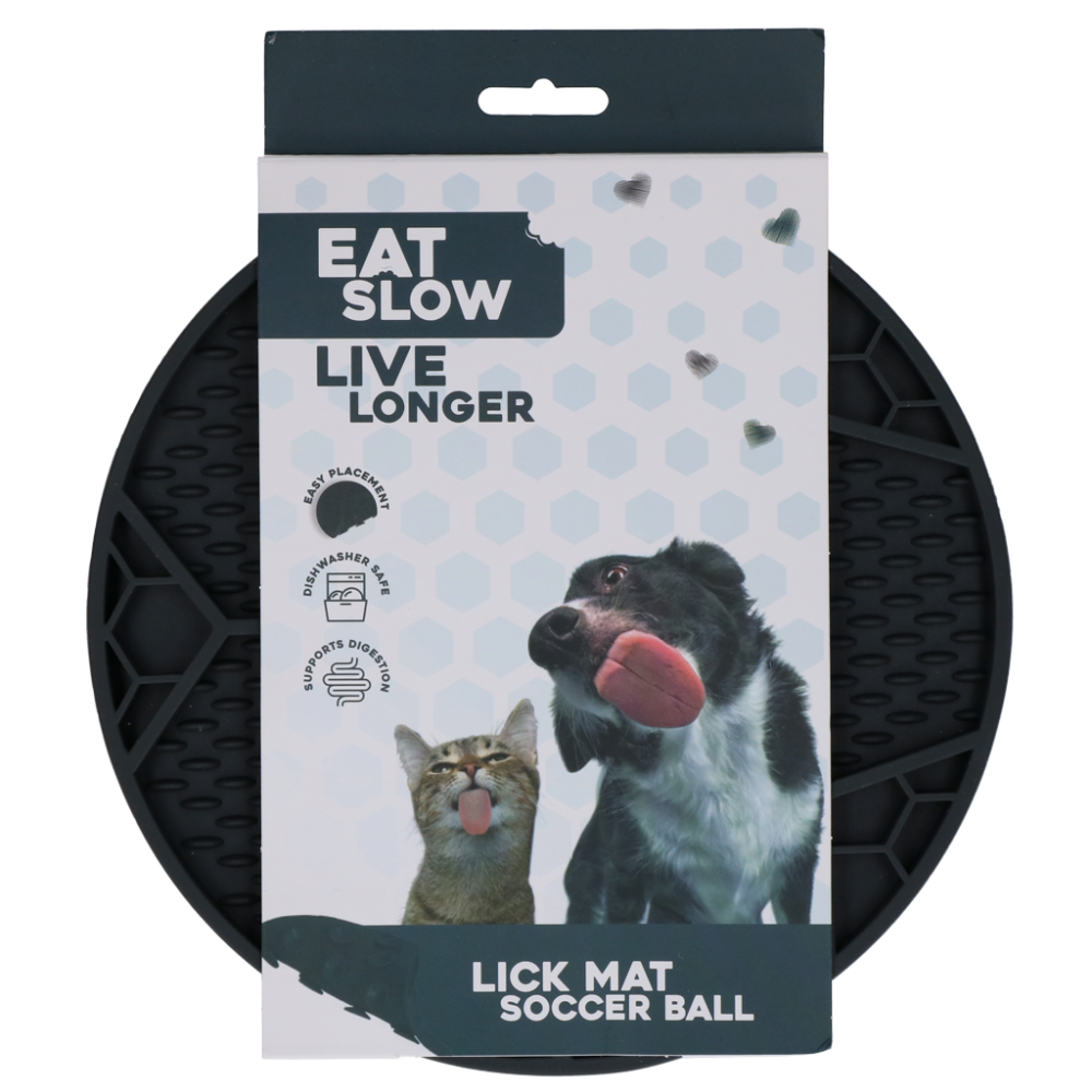 Petsexclusive Eat Slow Live Longer Lick Mat Voetbal Grijs