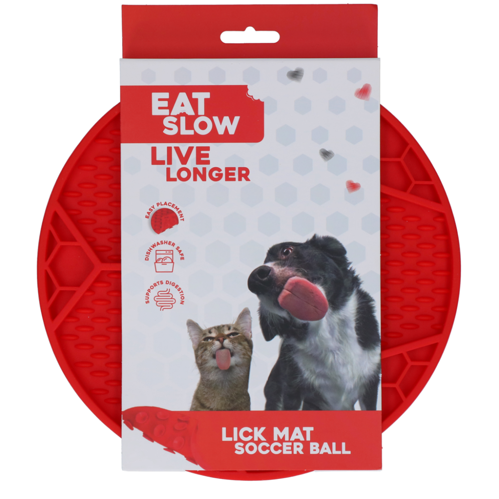 Petsexclusive Eat Slow Live Longer Lick Mat Voetbal Rood