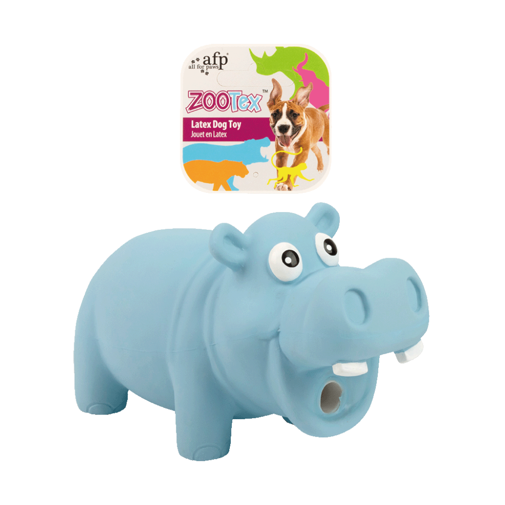 AFP Hector the Hippo - Hondenspeelgoed - ZooTex - Latex hondenspeeltje - Met knorgeluid - S - Nijlpaard