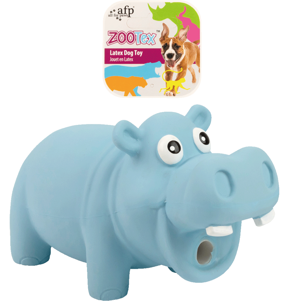 AFP Hector the Hippo - Hondenspeelgoed - ZooTex - Latex hondenspeeltje - Met knorgeluid - L - Nijlpaard