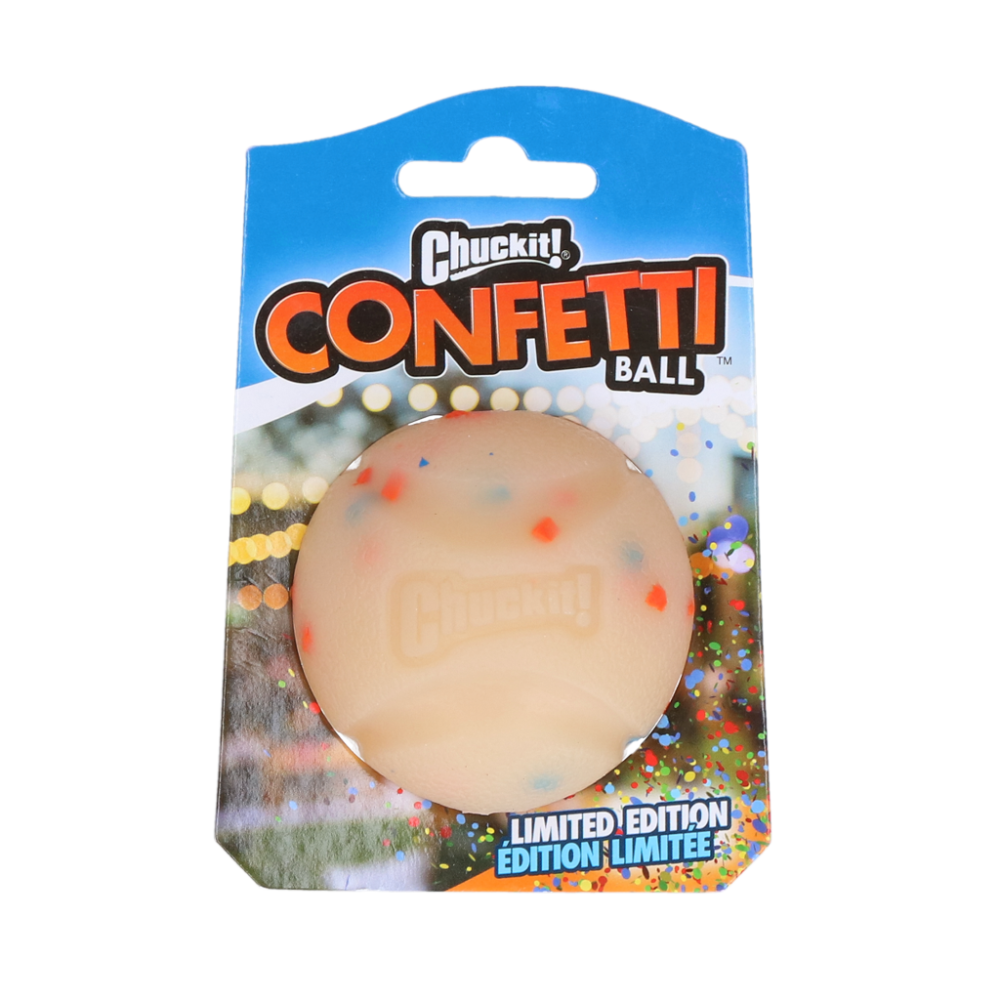 Chuckit! Confetti Ball Limited edition - Hondenspeelgoed - Stuiterende hondenbal - Opvallende kleuren - Maat M - ø 6 cm - 1 Stuks