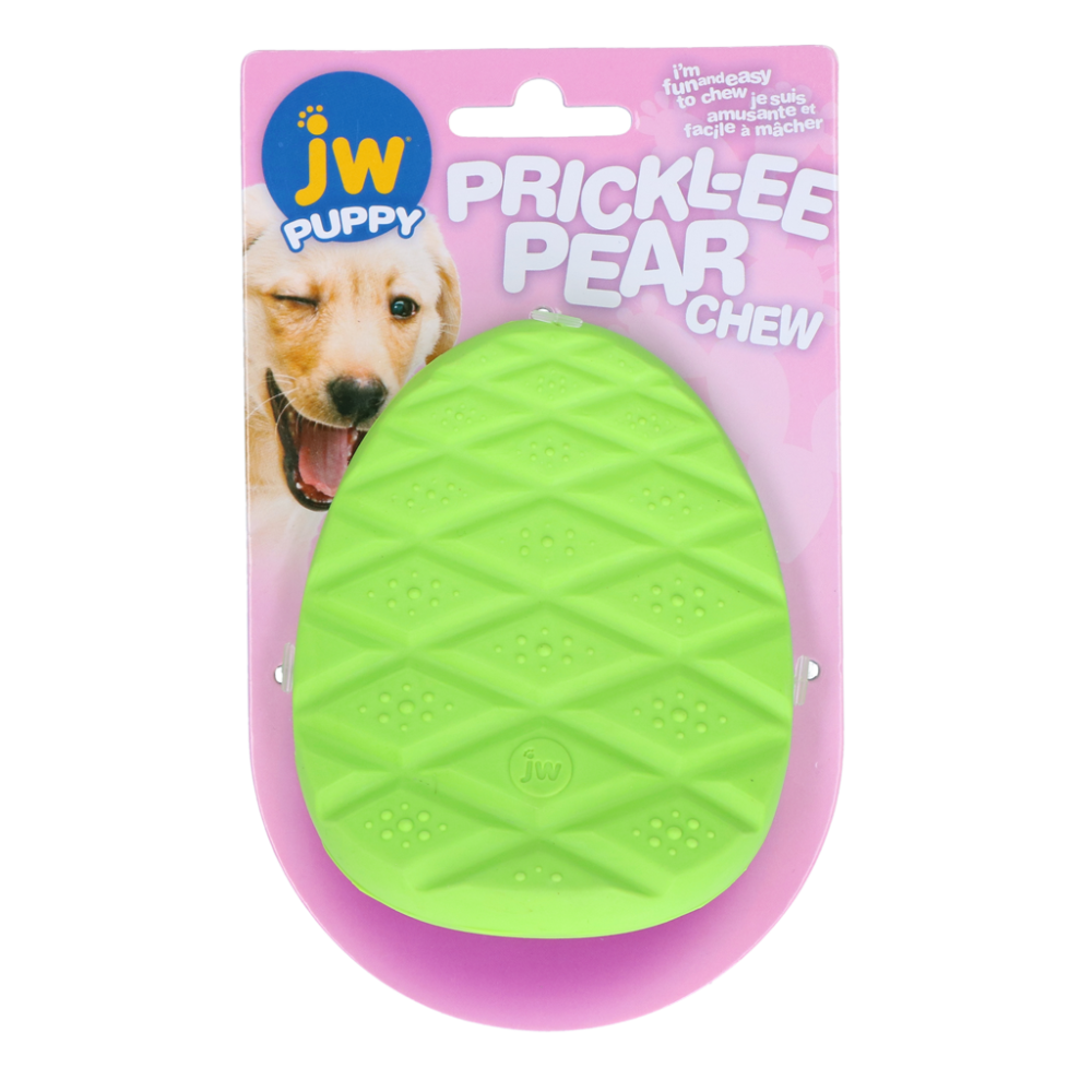 JW Prickl-ee pear teether - Hondenspeelgoed - Veracht tandpijn - Kauwspeeltje - Duurzaam rubber - Groen