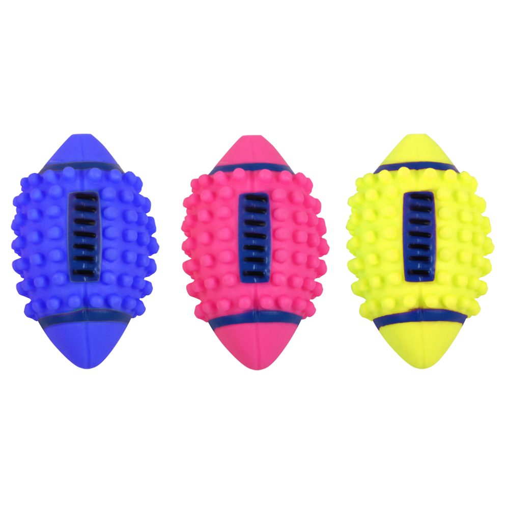 Pawise Vinyl Spiky Footbal – Hondenspeeltje met pieper – Duurzaam speelgoed voor de hond – Eindeloos speelplezier – 12.5 cm – Assorti