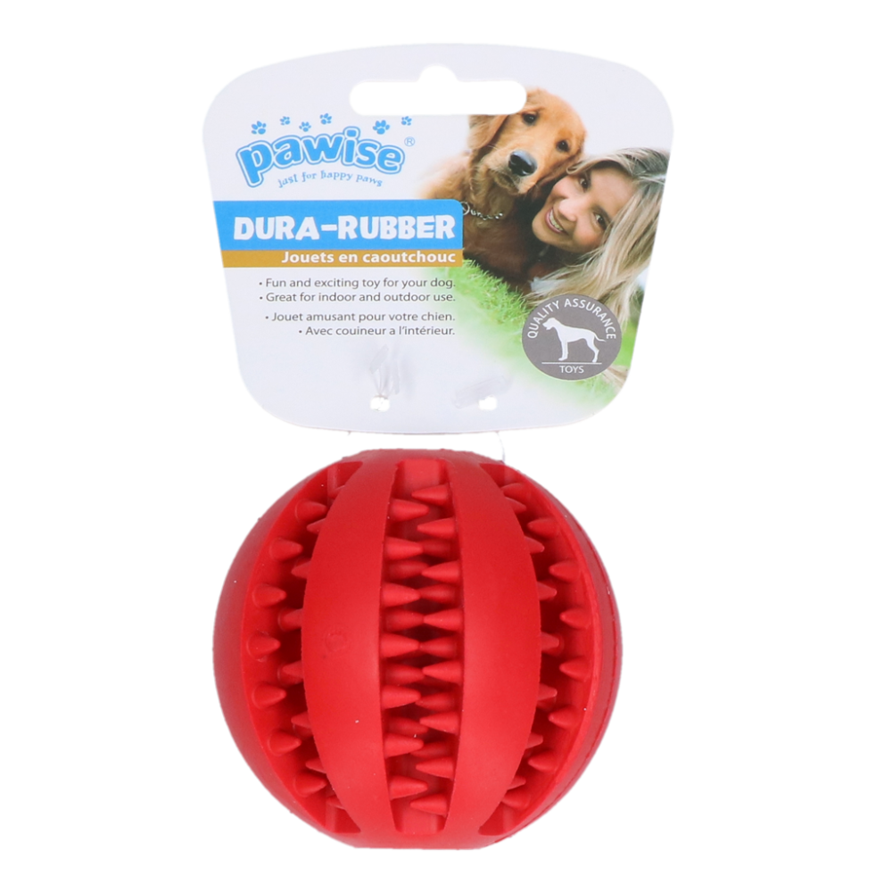 Pawise Dog Rubber Ball - Hondenspeelgoed - Hondenbal - Rubber - Ø 7.5 cm - Rood