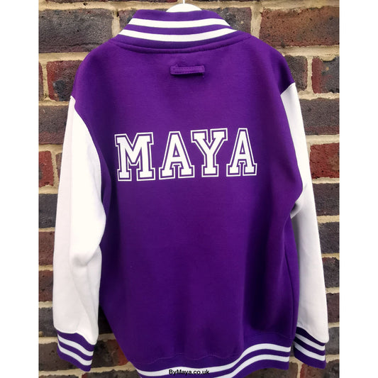 Kids Sweatshirt Varsity Jacket PURPLE/WHITE -  UK