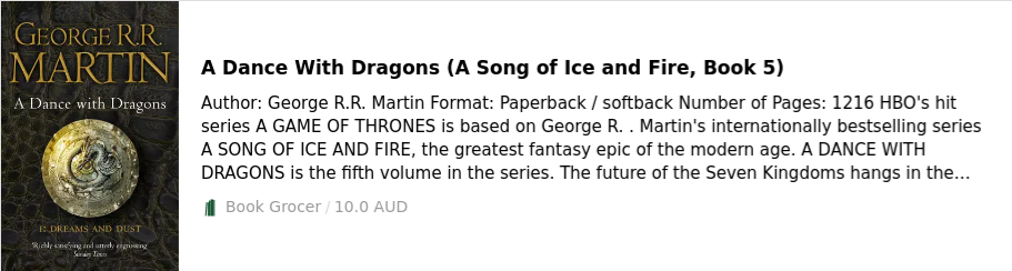 A Dance with Dragons by George R.R. Martin Book Five of A Song of Ice and Fire