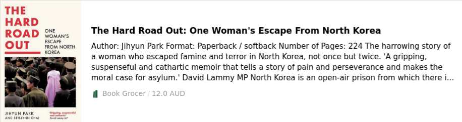 The Hard Road Out: One Woman's Escape From North Korea