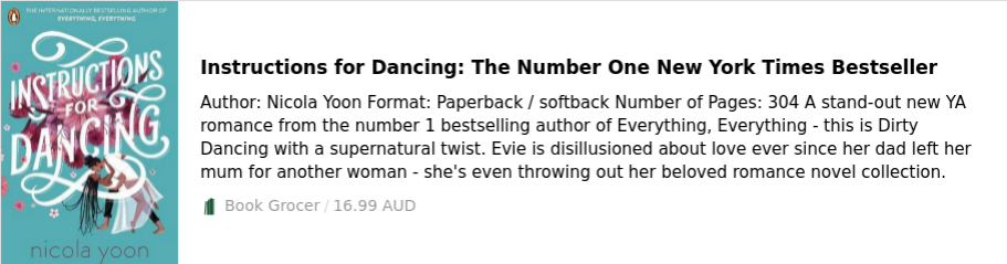 Instructions for Dancing: The Number One New York Times Bestseller Nicola Yoon 9780241516911