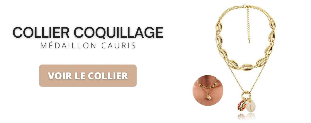 Collier coquillage cauris doré