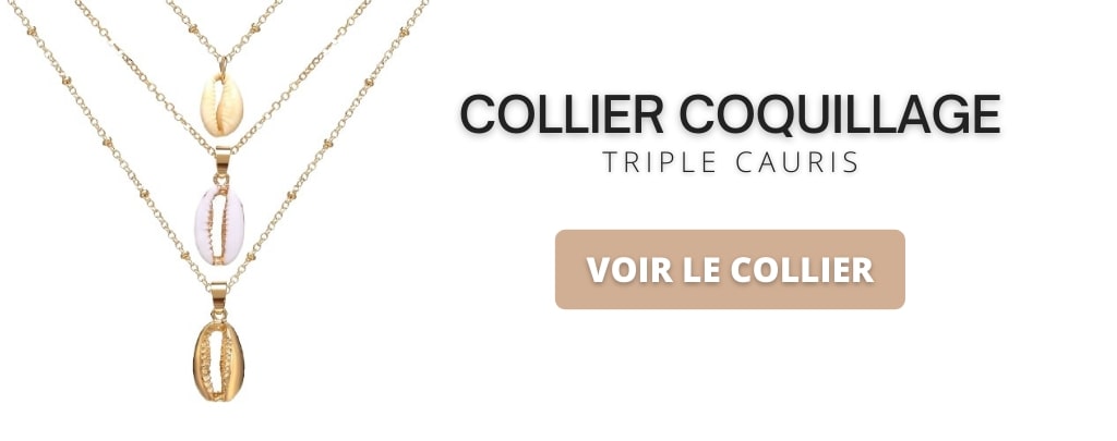 Collier coquillage triple cauris